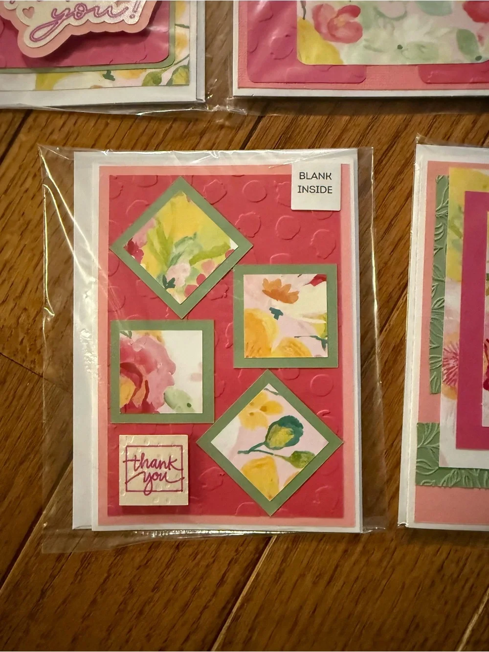 🌸 Handmade Floral Thank You Cards – Blank Inside – One-of-a-Kind Greeting Card